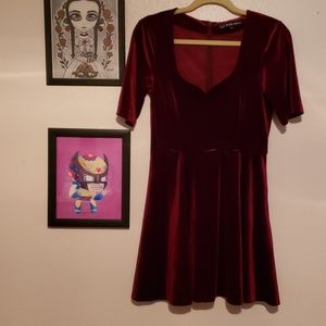 For love and Lemons Red velvet skater dress